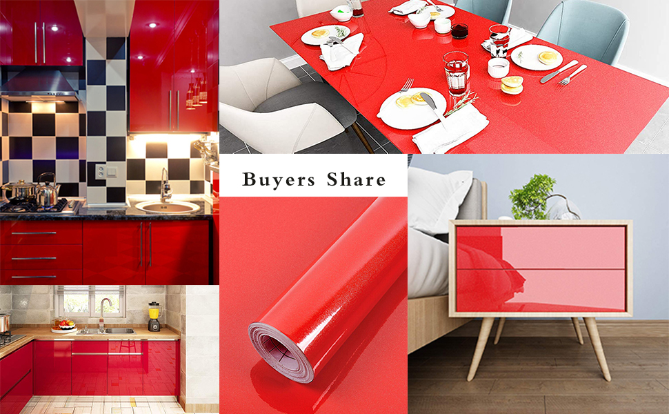 Wudnaye Red Contact Paper Peel and Stick Wallpaper for Kitchen 15 - Self Adhesive Contact Paper For Cabinets