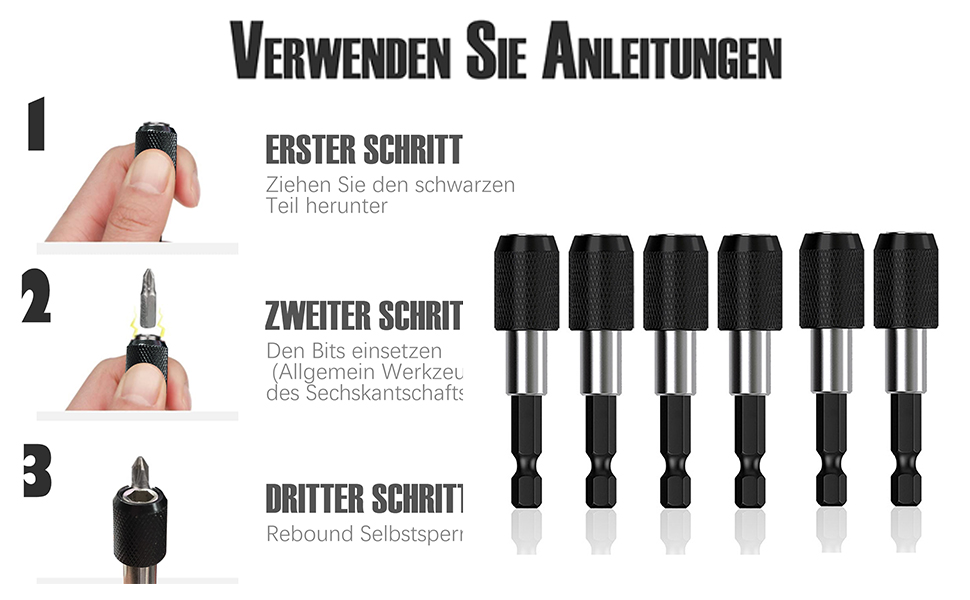 Bithalter Magnetisch, 3 Stu00fcck Mellbree Schnellwechsel Bithalter 1/4