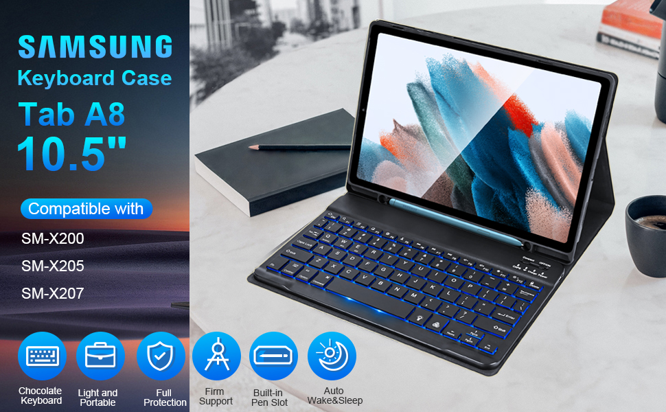 LAMA Backlit Keyboard Case for Samsung Galaxy Tab A8 10.5