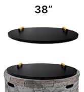 Simond Store Fire Pit Cover Round 38" - Rust Resistant 1.5mm Powder Coated Carbon Steel Firepit L...
