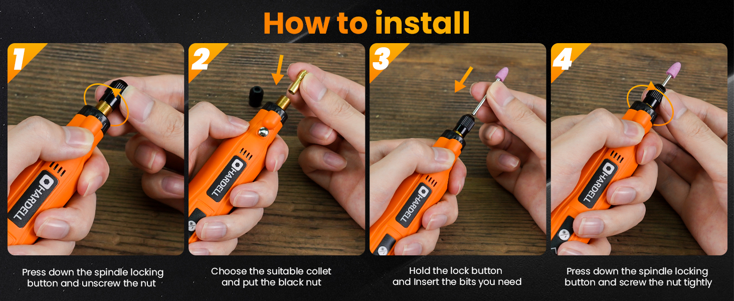 HARDELL Mini Cordless Rotary Tool Kit with 61 Accessories