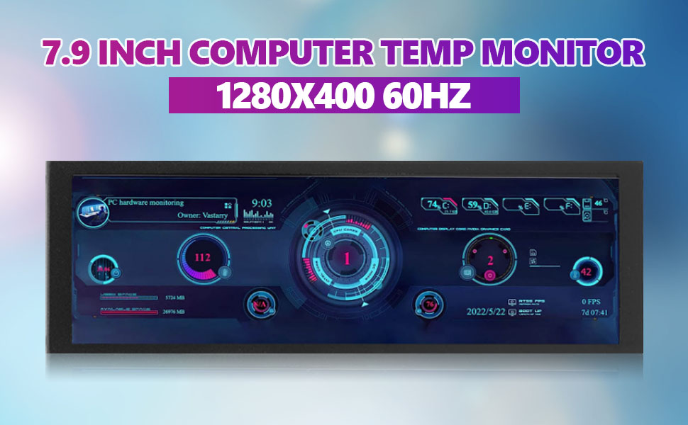 7.9in Computer Temp Monitor, PC Temperature Display for