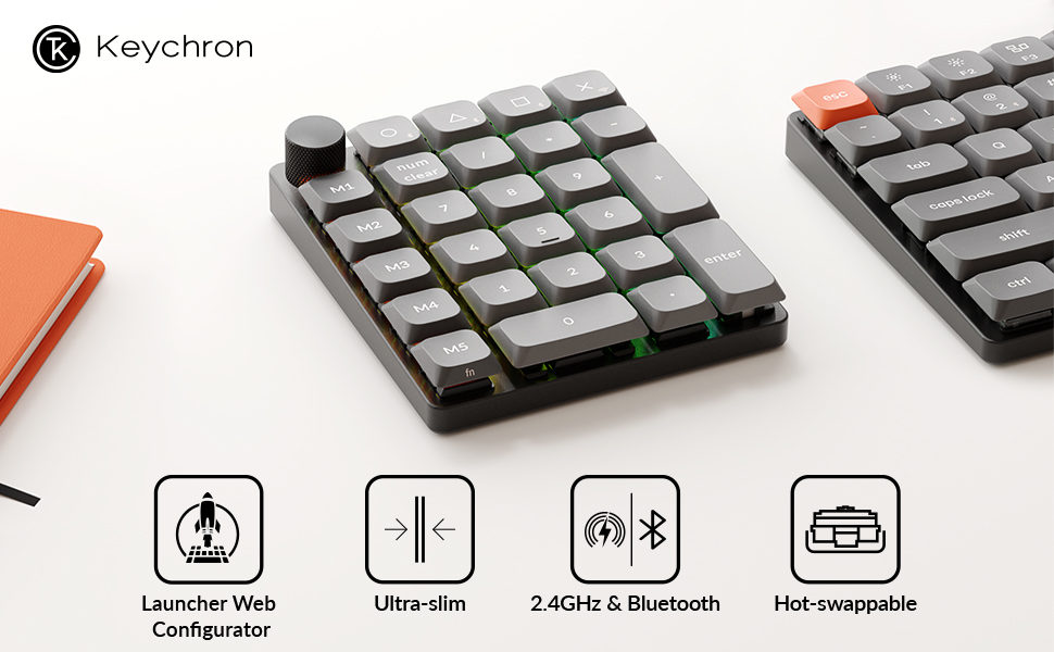 Amazon.com: Keychron K0 Max Wireless Low-Profile Number Pad, QMK
