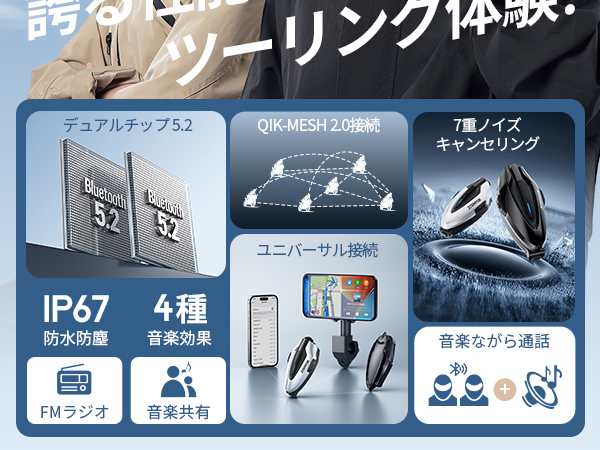 Amazon.co.jp: JESIMAIK バイク インカム H6 バイク用インカム