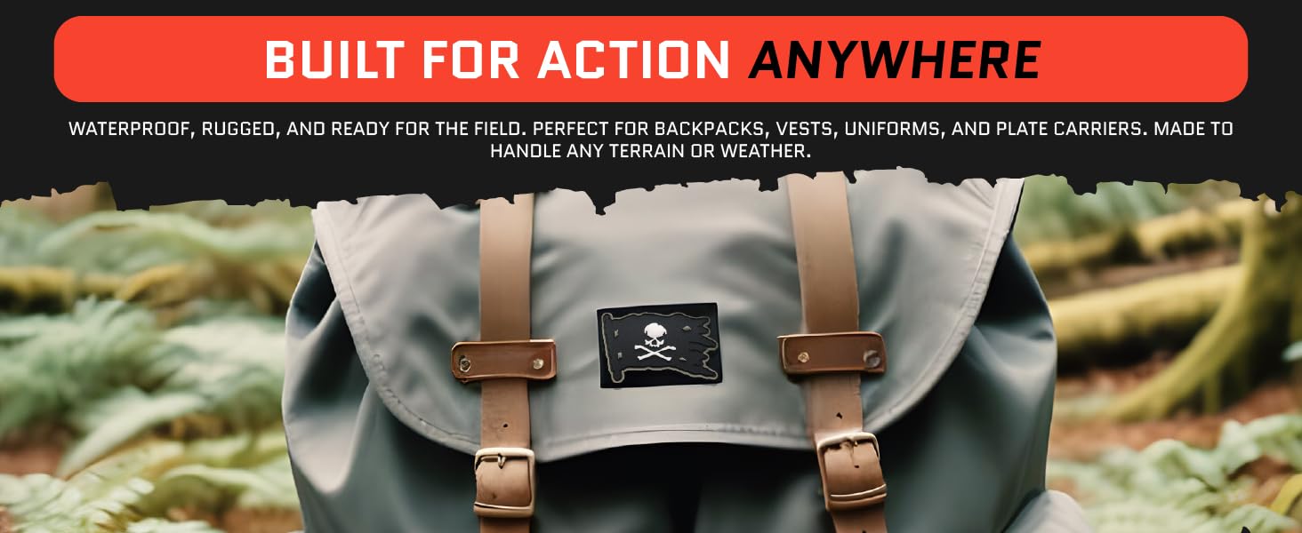 PVC patch on a backpack in an outdoor setting, showing durability against rain and mud