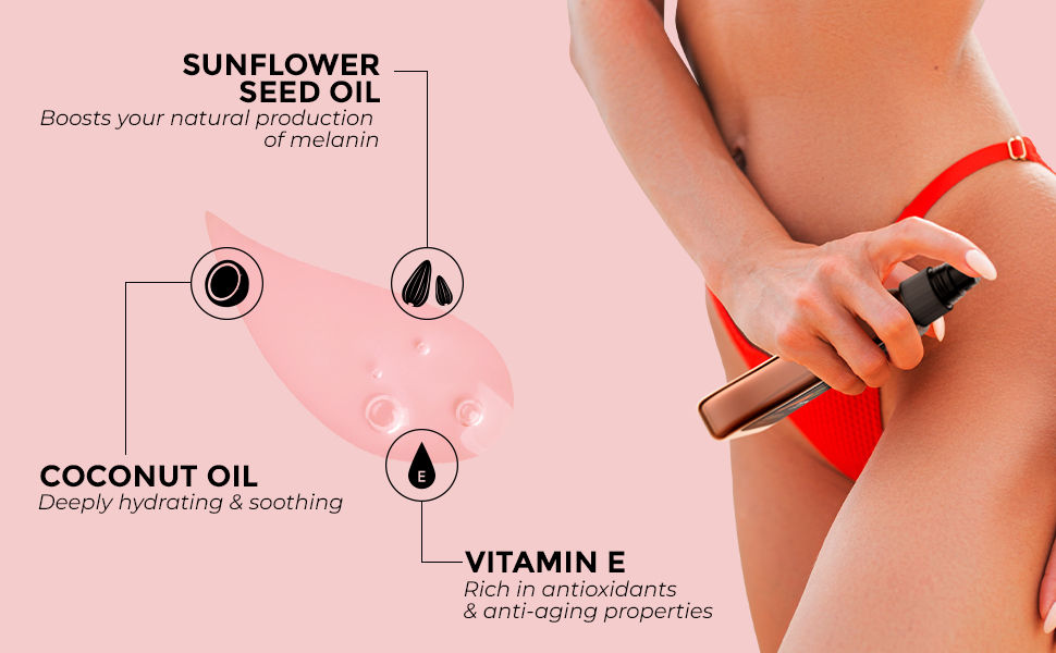Sun Tanning Oil Spray for Outdoor Sun, Tan intensifier for Fast Dark Tan