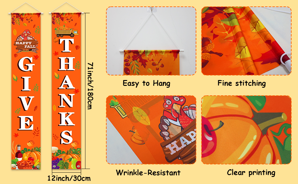 Thanksgiving Decorations Outdoor Give Thanks Banner, Fall