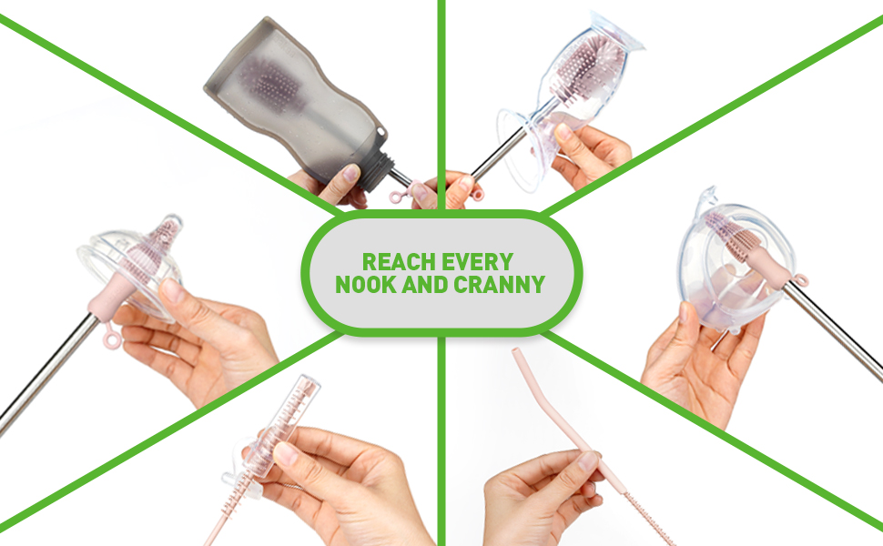 haakaa Silicone Cleaning Brush Kit Multi Soft Bristles Flexible Scrub