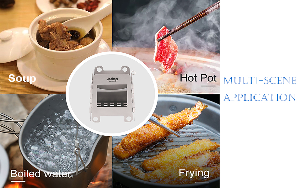 ATiAP Titanium Wood Burning Stove Foldable Camping Backpacking Stove