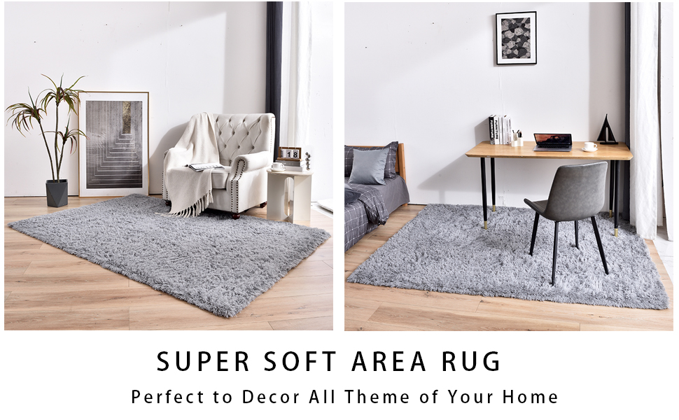 Temedara Shag Area Rug,Modern Plush Fluffy Rugs for Bedroom