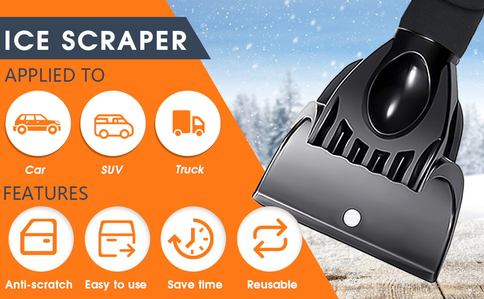HUANGLG Ice Scraper for Car Windscreen, Car Ice Scraper Non Scratch to