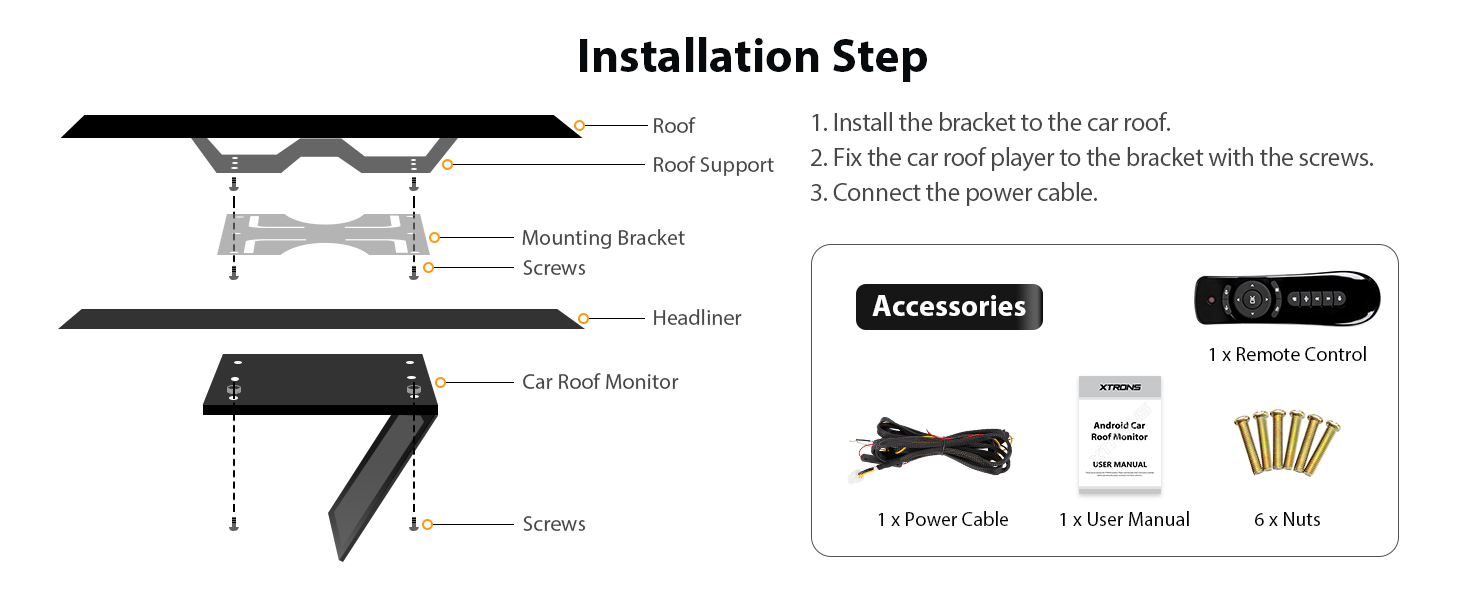 XTRONS FHD Android Car Overhead Flip Down Mount Monitor 8K