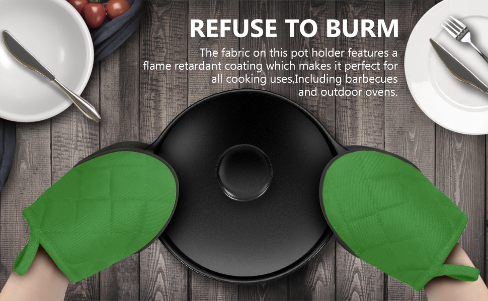 1 Pair Short Oven Mitts Silicone Kitchen Oven Gloves High