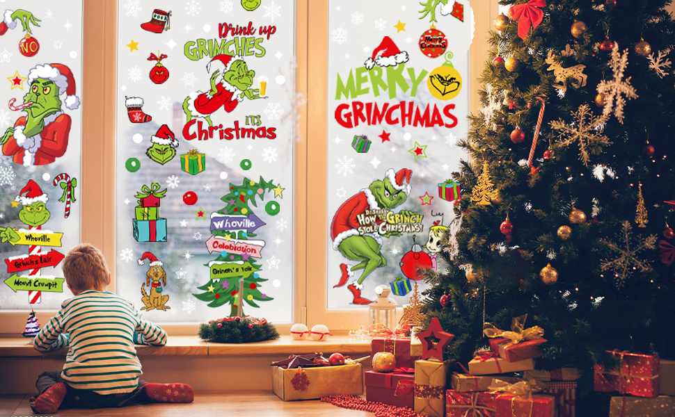 Humdax Christmas Window Clings, 153 PCS Christmas Window