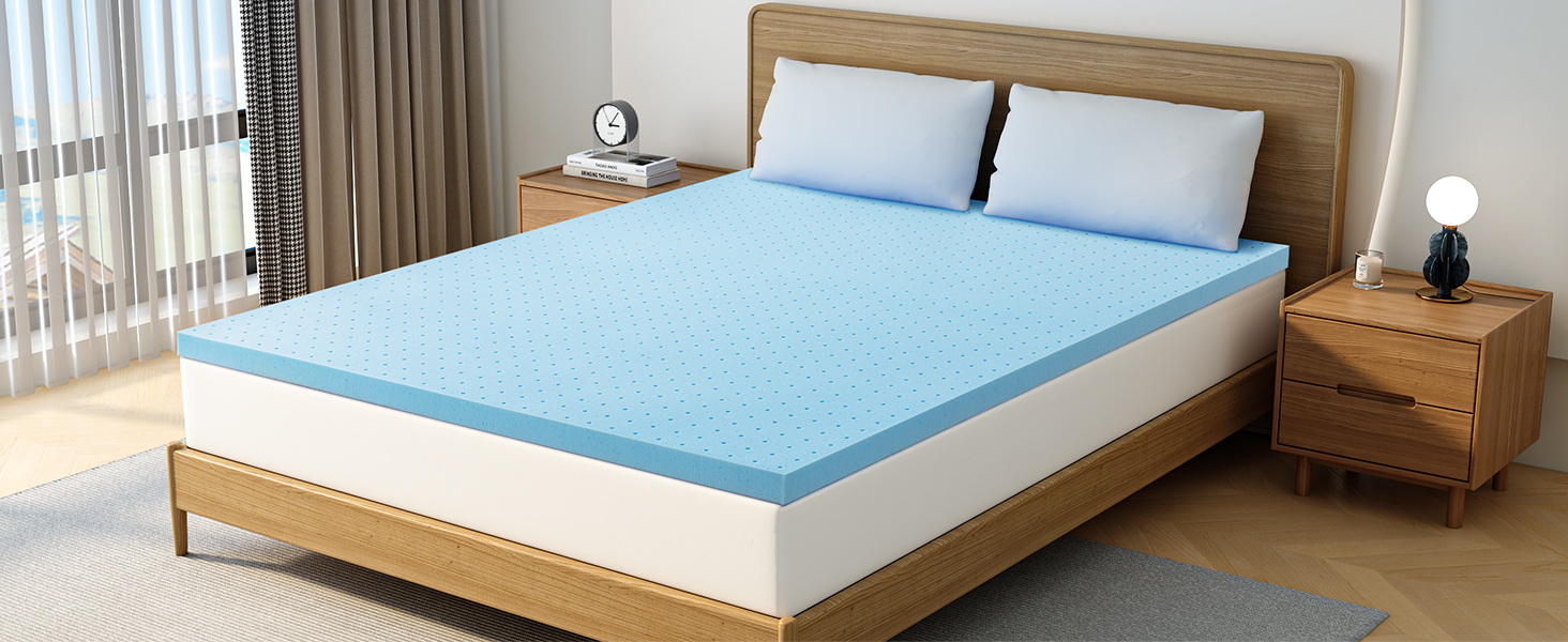Maxzzz 2 Inch Mattress Topper Full, Cooling Gel Memory Foam Mattress