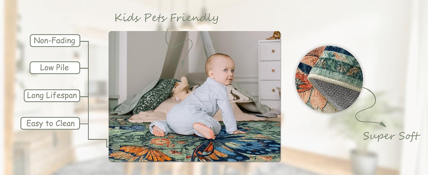 Morebes Butterfly Green Bathroom Runner Rugs 24 x 72 Non