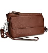 YALUXE Real Leather Wristlet Clutch Handbag Crossbody Bag Cellphone Purse RFID Blocking