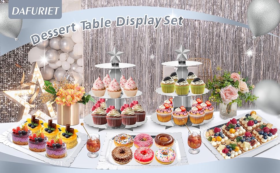 5 Pieces Dessert Table Display Set, DAFURIET Cupcake Stand