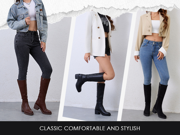 Amazon.com | Modatope Platform Knee High Boots for Women