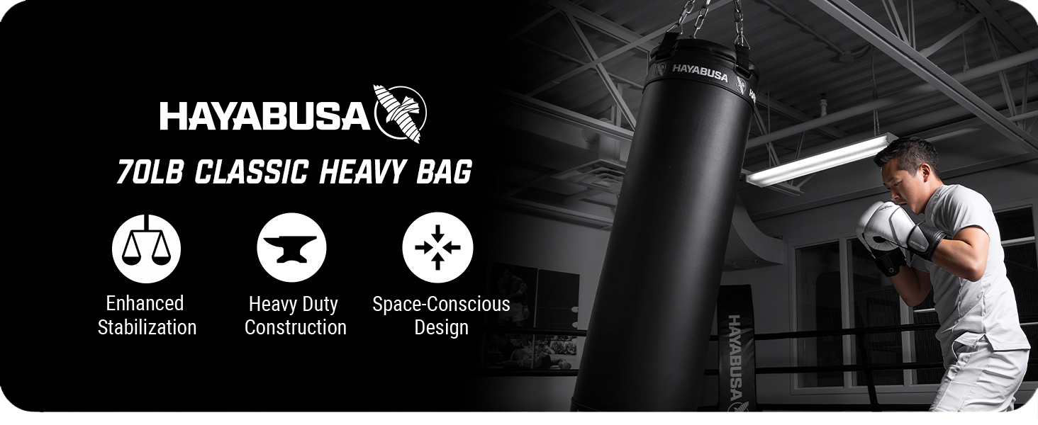Hayabusa Classic Heavy Bag - Black, 70lb