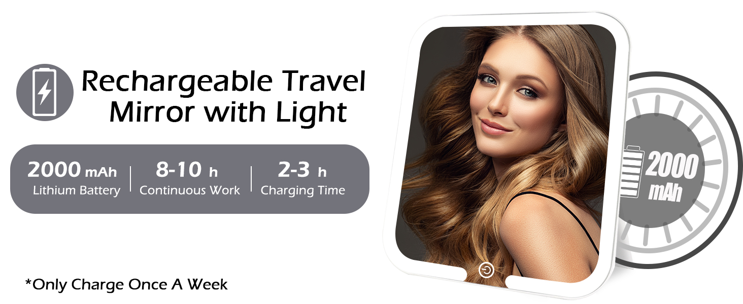 rechargeable travel makeup bag with light-up mirror portable cosmetic organizer train case