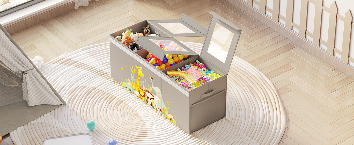 Toy Storage Organizer with Visible Lids