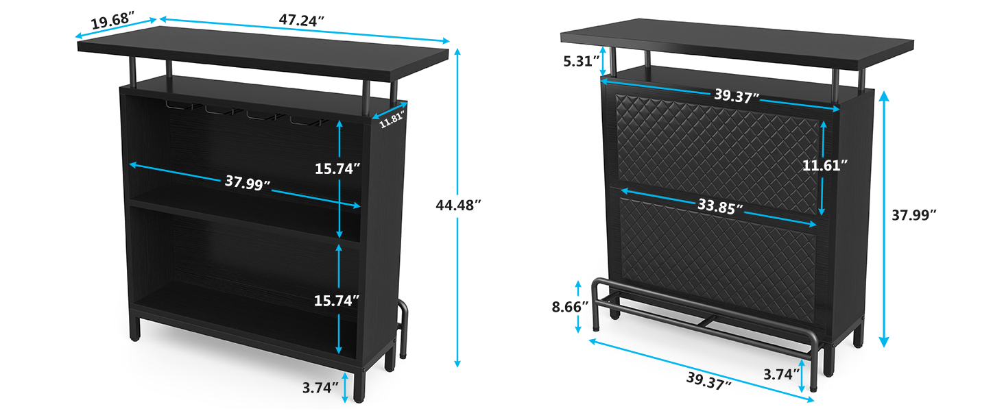 Tribesigns Bar Unit, 3Tier Bar Table Liquor PU