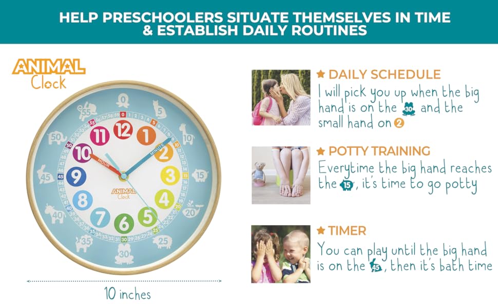 Animal Clock - Preschool Clock - Preschool Collection - Time Teacher Clock