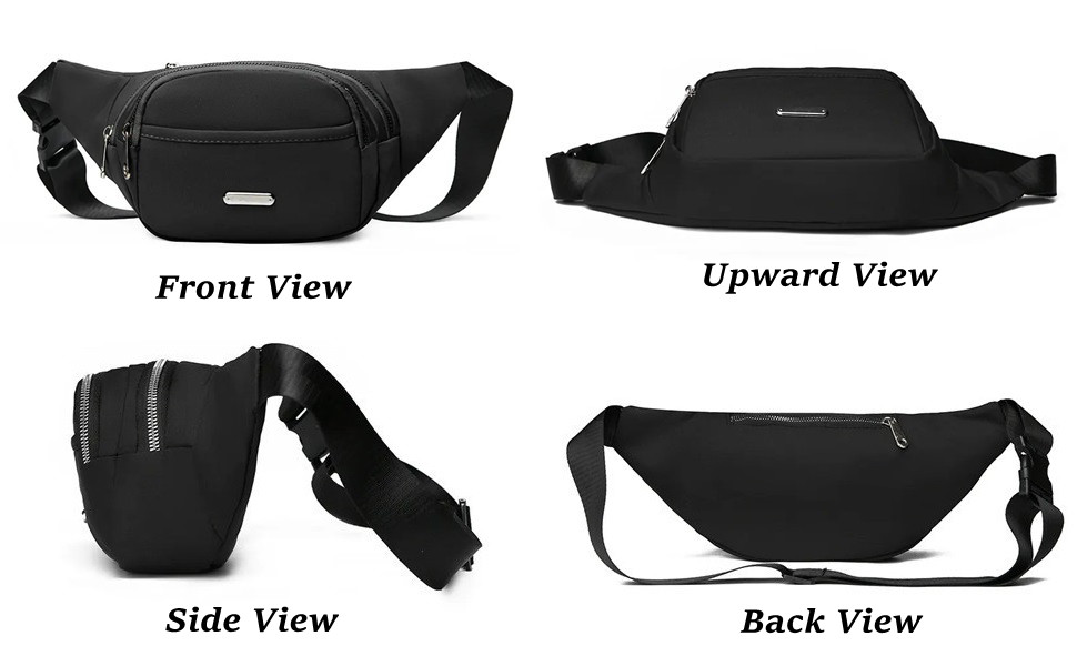 Fanny Pack Bulk, Set of 6 Large Adjustable Belt Bags with 4 Pockets, Womens & Men Crossbody