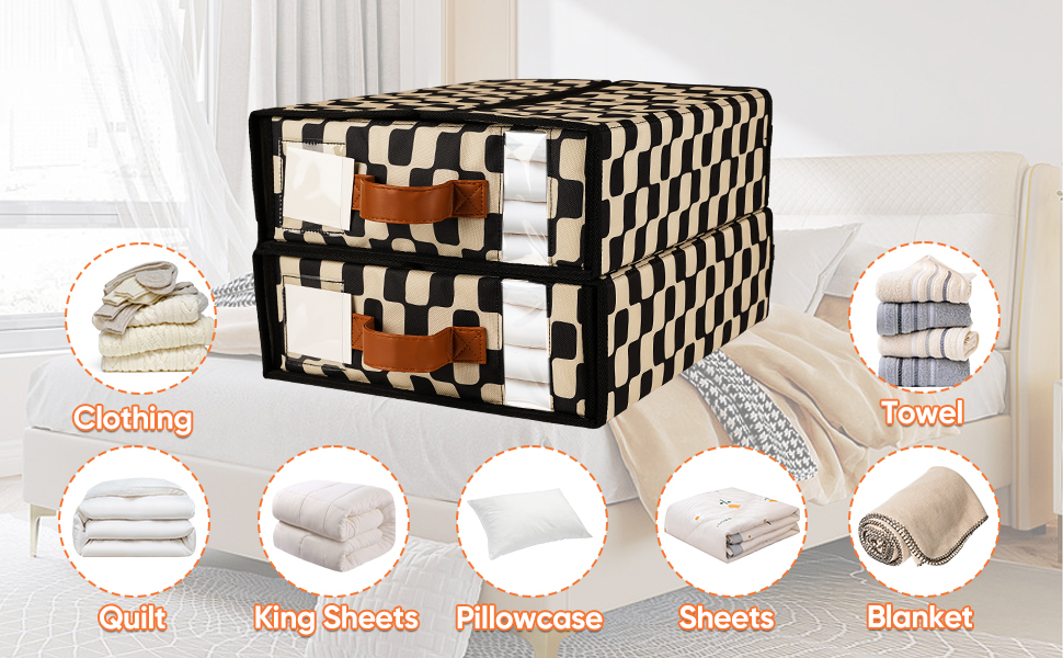 2 Pack Foldable Bed Sheet Set Organizer, Sheet Cube Set Organizer for Queen or King