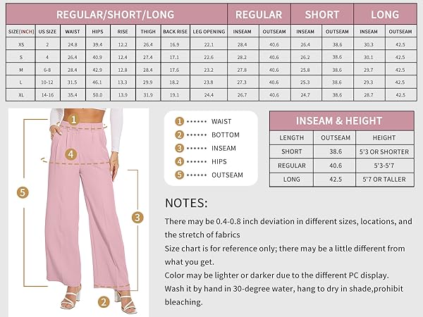 FUNYYZO Women's Wide Leg Pants High Elastic Waisted in The