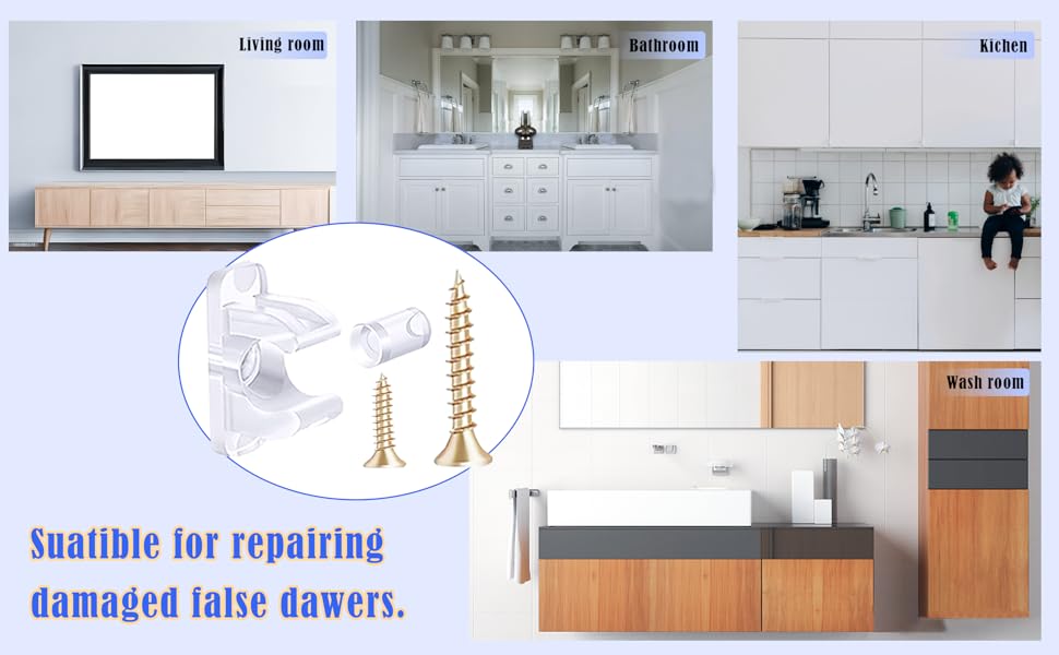 False Front Clips, Hosrnovo 4 Pairs with Screws Reinforced Sink