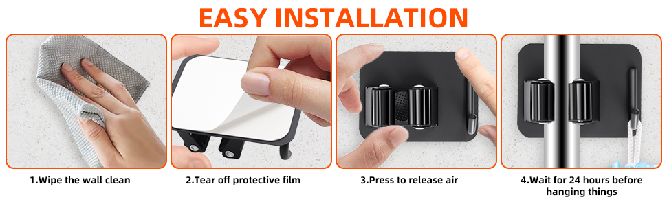 broom holder and mop holder