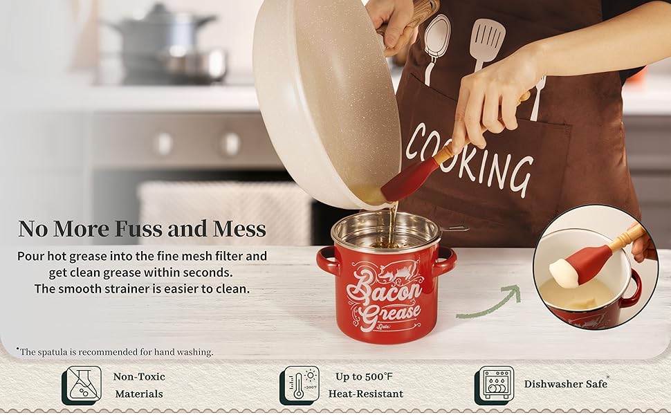 Ayerphalo Bacon Grease Container with Strainer 46OZ Large