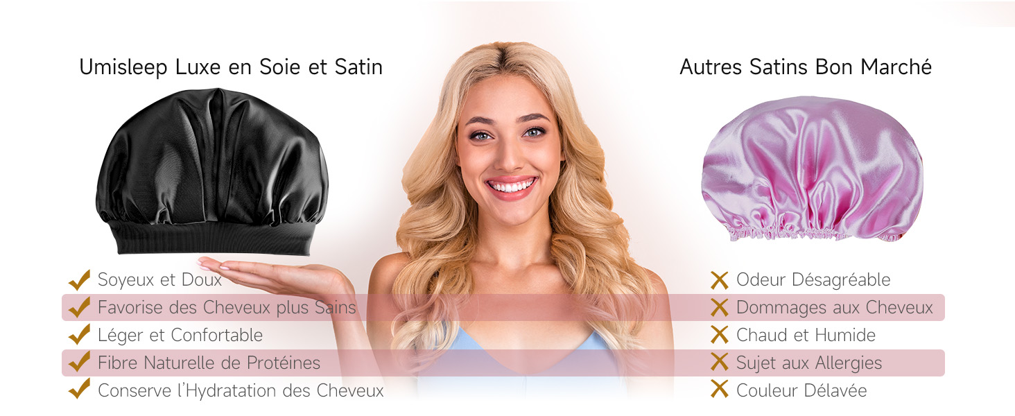 bonnet soie cheveux nuit