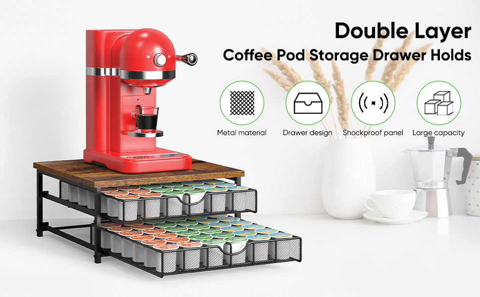 Nandae Coffee Pods Holder, 72 Capsules Storage Drawer for K Cup Pods