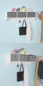 SoBuy Wall Mounted Shelf With 3 Drawers, Storage Unit, White Finish, FRG43-L-W 23 FRG48-W