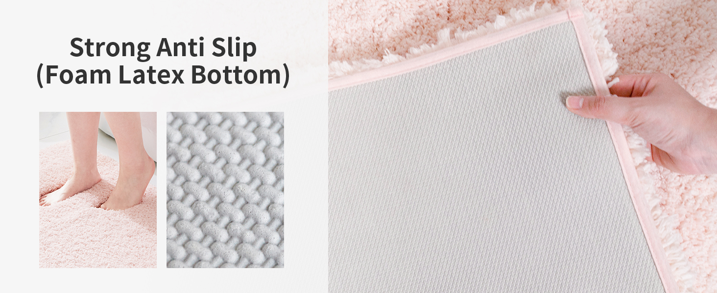 Strong non-slip pink bathroom rug