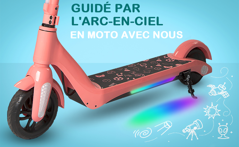 Trottinette électrique- pour enfants à partir de 6 ans cadeau 74 x 36 x 86  cm (L x l x H)- avec siège 120 W Rose