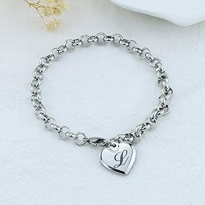 initial heart bracelet for women valentine's day