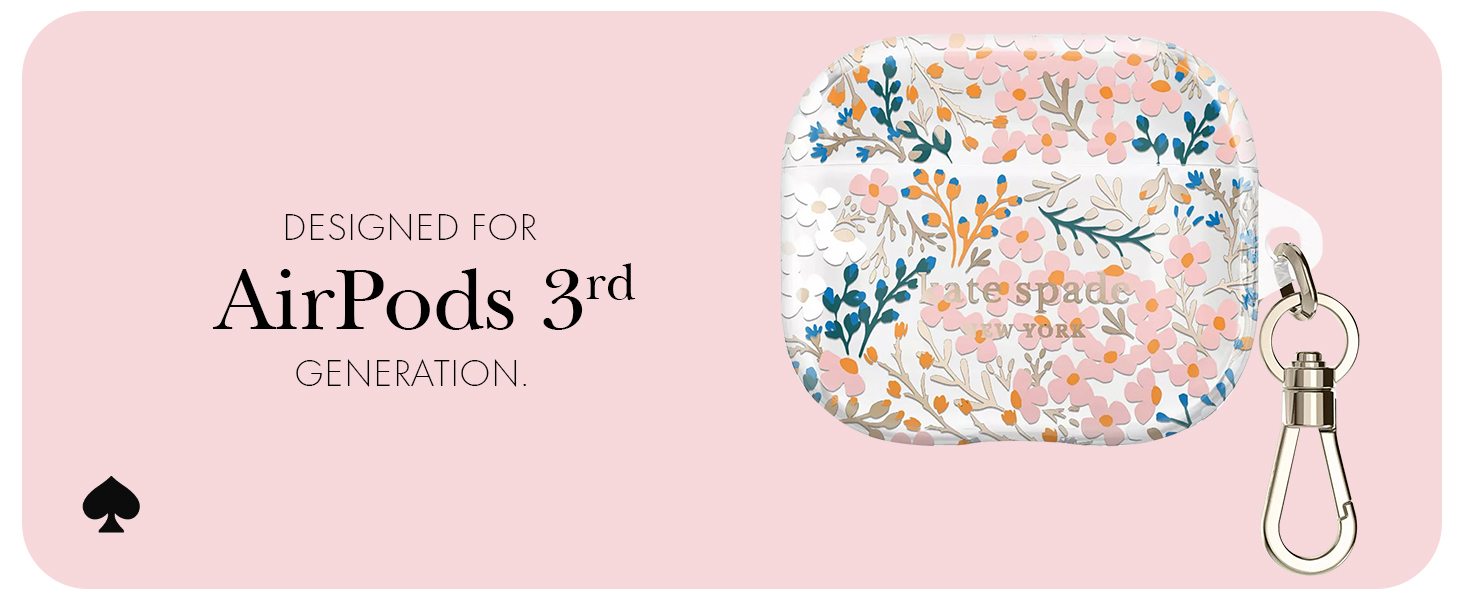 Kate Spade New York AirPods 3 Gen Protective Case with Keychain Ring - Multi Floral Rose