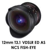 SAMYANG 動画用単焦点魚眼レンズ VDSLR 12mm T3.1 フィッシュアイ キヤノンEF用 フルサイズ対応 883713