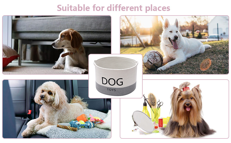 Pet Supplies Morezi Durable Rope Round Dog Toy Basket with Handle