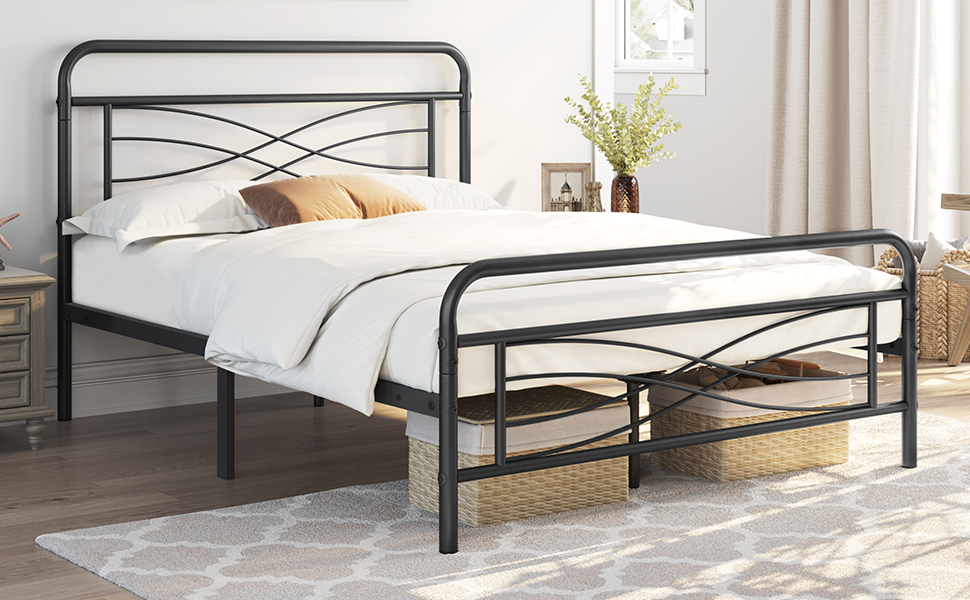 Yaheetech Full Bed Frames Metal Platform Bed Mattress