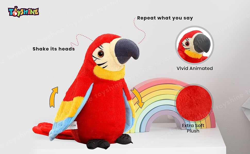 oyshine Talking Macaw Parrot Repeat What You Say Stuffed Animal Plush Toy