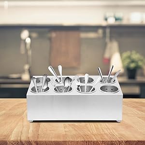 6 Hole Stainless Steel Cylinder Flatware Organizer