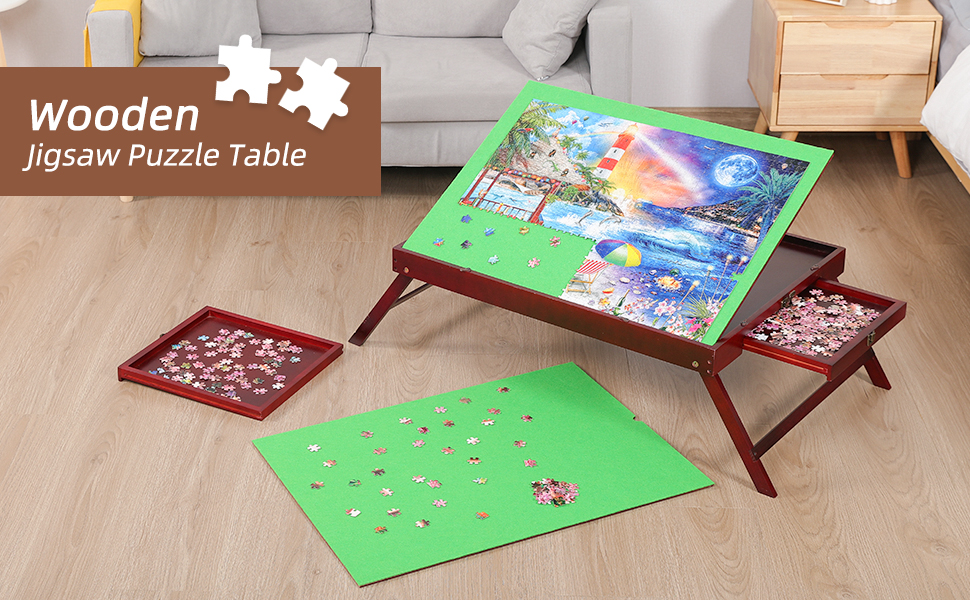 Puzzle Table Adjustable Jigsaw Puzzle Tables with 2 Drawers