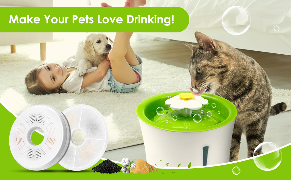 Cat Water Fountain Filters, 6 Pack Triple Action Water