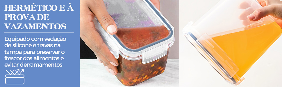 Kit 8 Potes Tampa Hermético Porta Alimentos Mantimentos Armário Cozinha