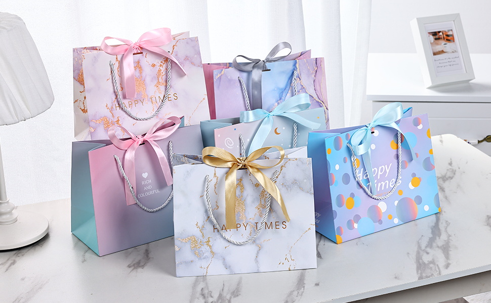 Gift Bags with Bow Ribbon BBLIKE 3Pcs Medium Gift BagBirthday Gift Bag